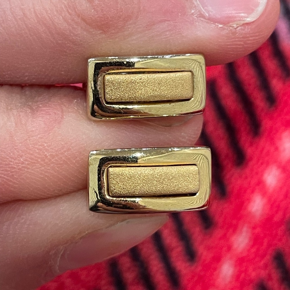 Napier Gold Rectangular Earrings - image 1